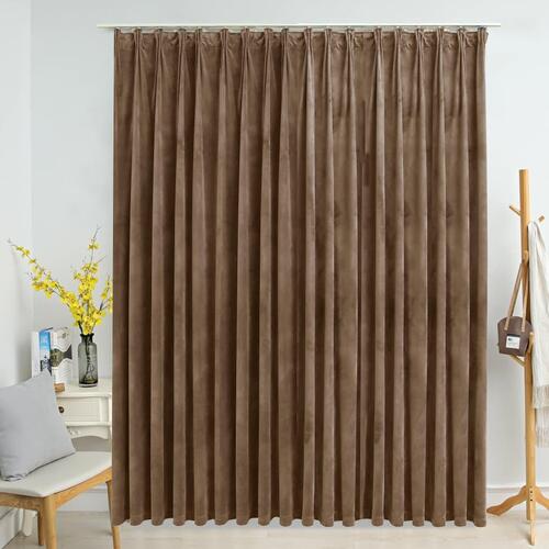 Mørklægningsgardin med kroge 290 x 245 cm fløjl beige