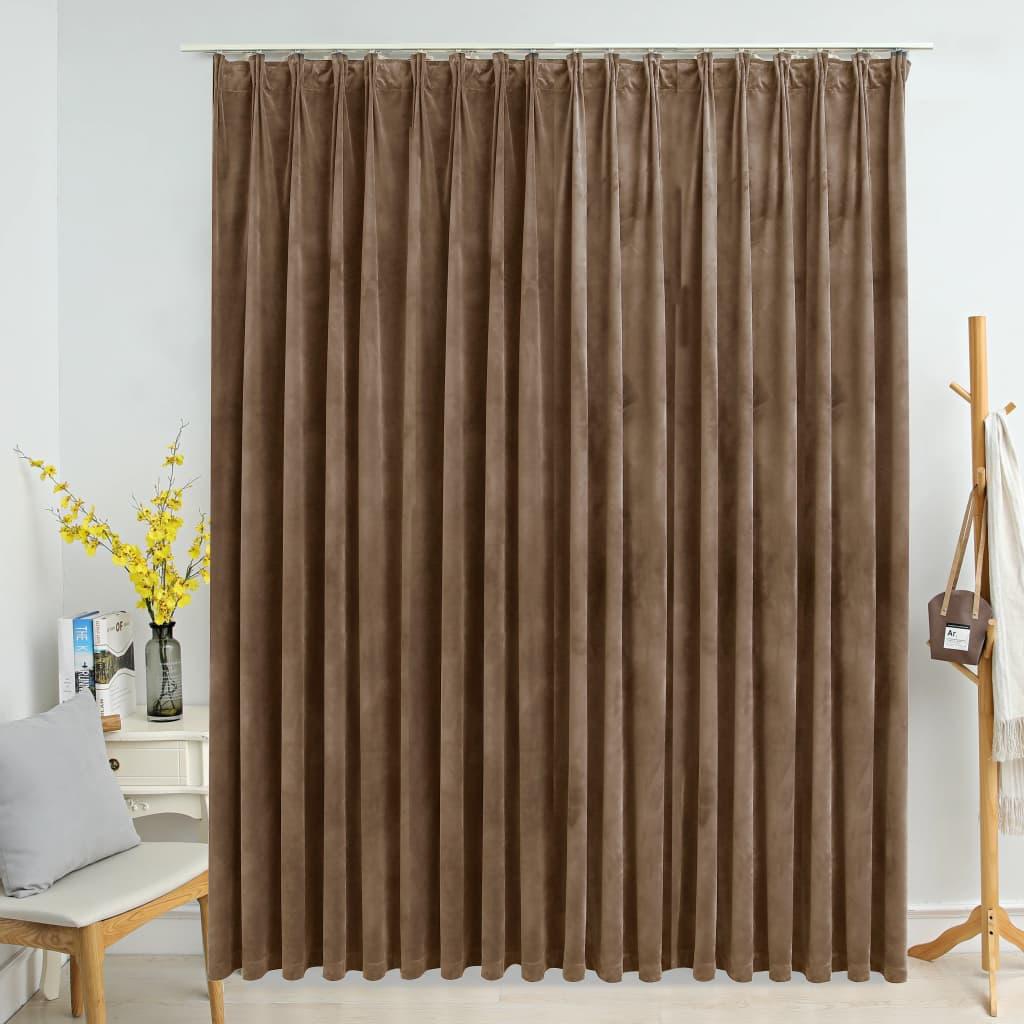 Mørklægningsgardin med kroge 290 x 245 cm fløjl beige
