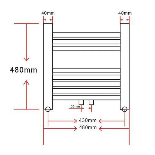 Håndklædetørrer centralvarme kurvet 480x480 mm