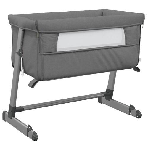 Babyseng med madras linnedstof mørkegrå