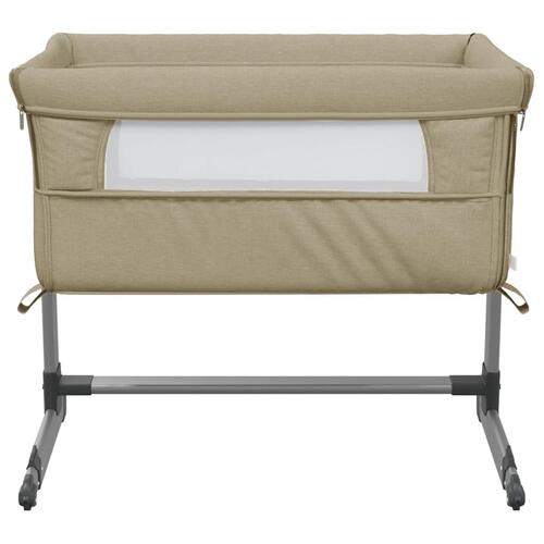 Babyseng med madras linnedstof gråbrun