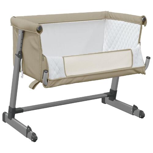 Babyseng med madras linnedstof gråbrun