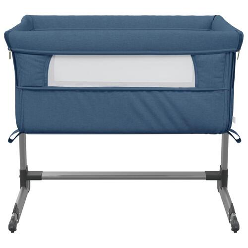 Babyseng med madras linnedstof marineblå