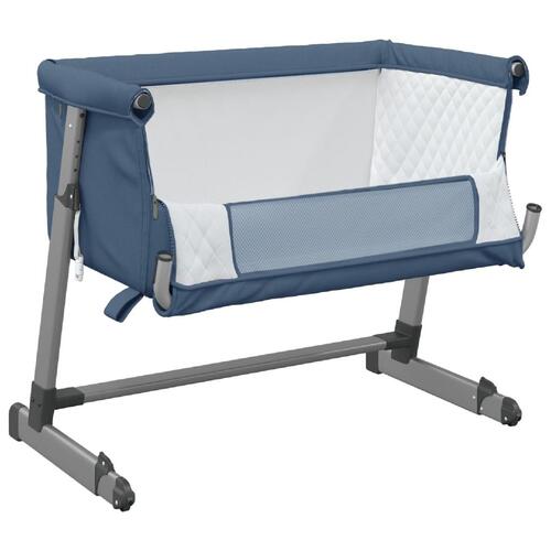 Babyseng med madras linnedstof marineblå