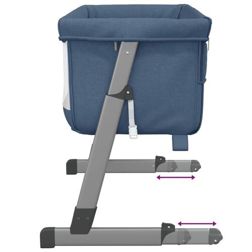 Babyseng med madras linnedstof marineblå