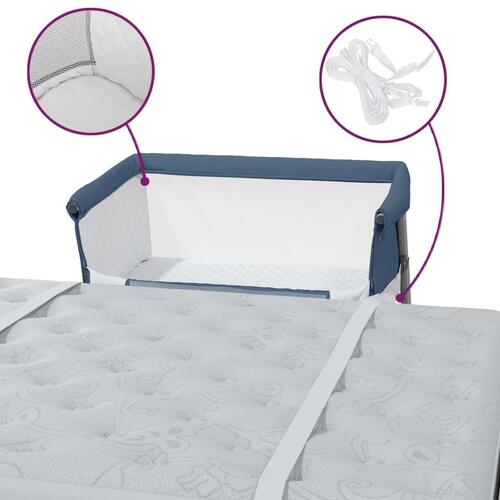 Babyseng med madras linnedstof marineblå