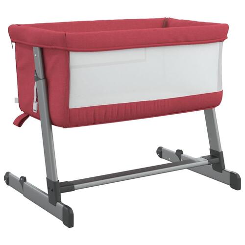 Babyseng med madras linnedstof rød