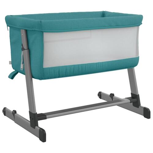 Babyseng med madras linnedstof grøn