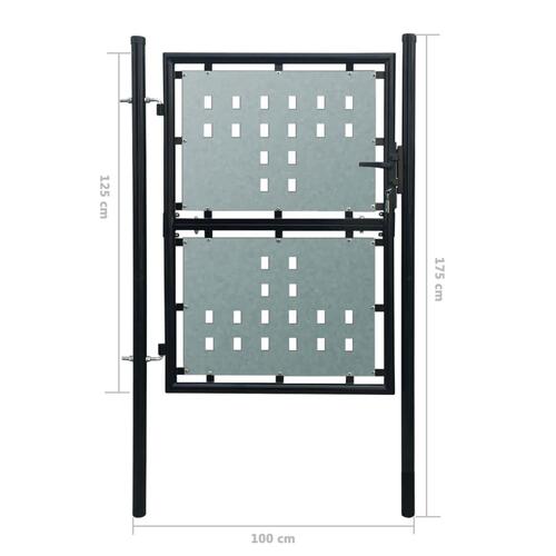 Hegnslåge enkeltdørs 100x175 cm sort