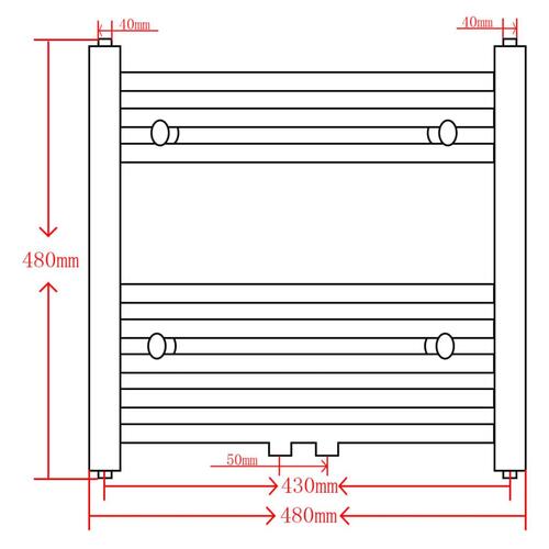 Håndklæderadiator 480x480 mm centralvarme lige grå