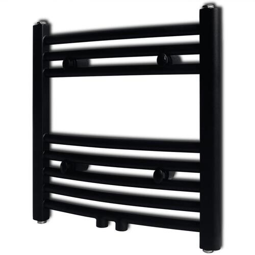 Håndklæderadiator 480x480 mm centralvarme buet sort