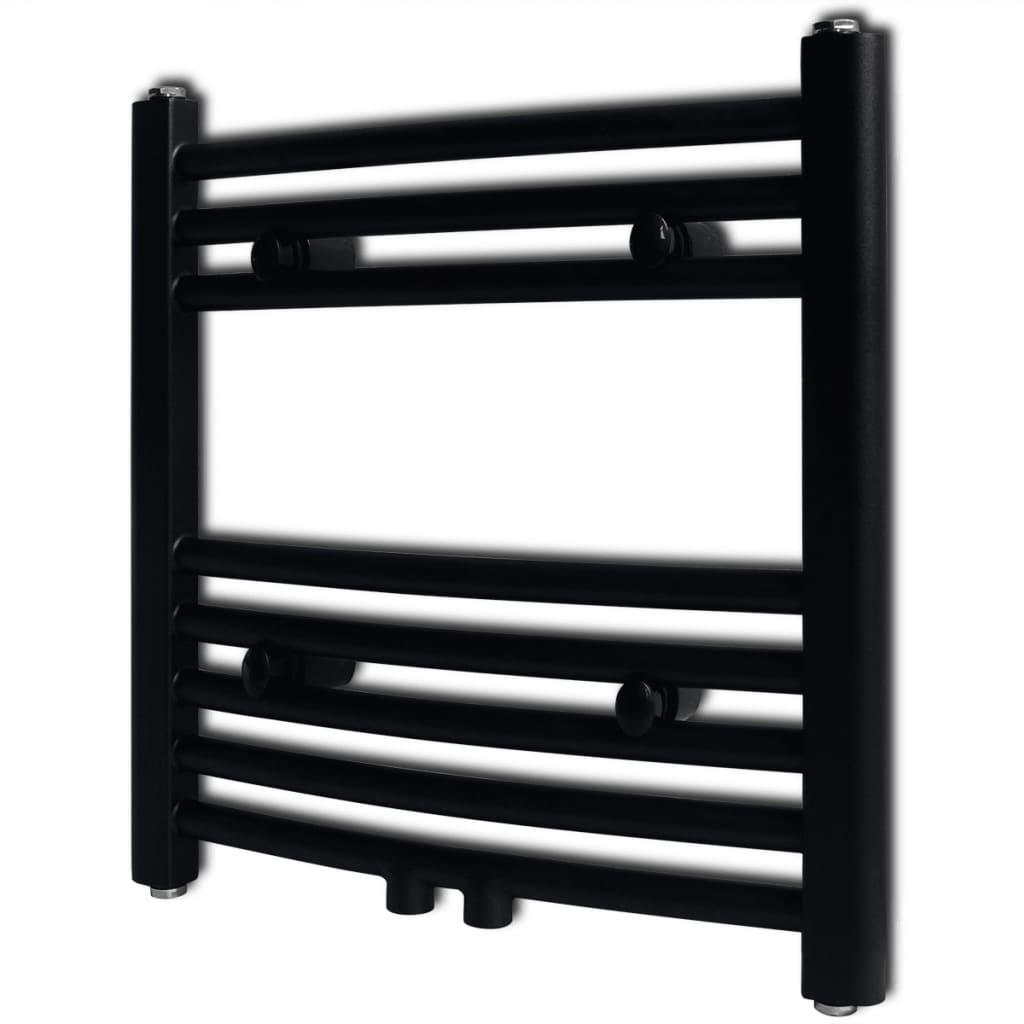 Håndklæderadiator 480x480 mm centralvarme buet sort
