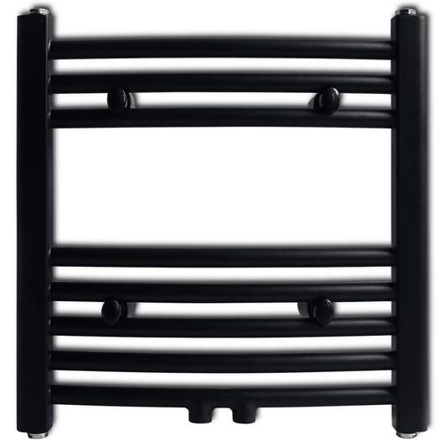 Håndklæderadiator 480x480 mm centralvarme buet sort