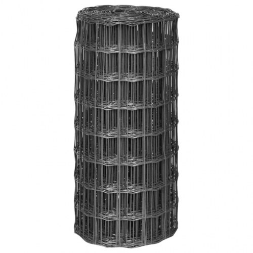 Eurohegn 10 × 0,8 m - stål med PVC, grå
