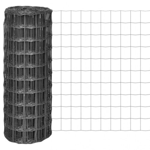 Eurohegn i stål 10 x 1 m - grå, PVC-belagt trådnet