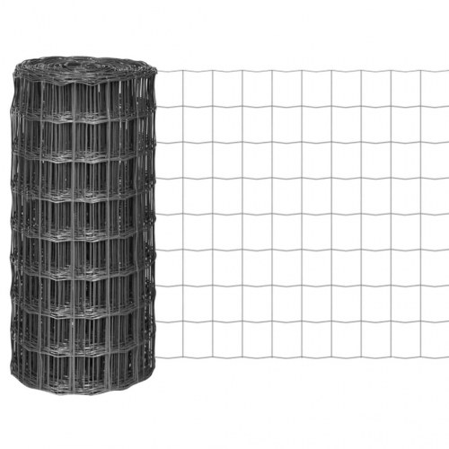 Eurohegn 25 × 0,8 m - ståltråd, grå, PVC-belagt