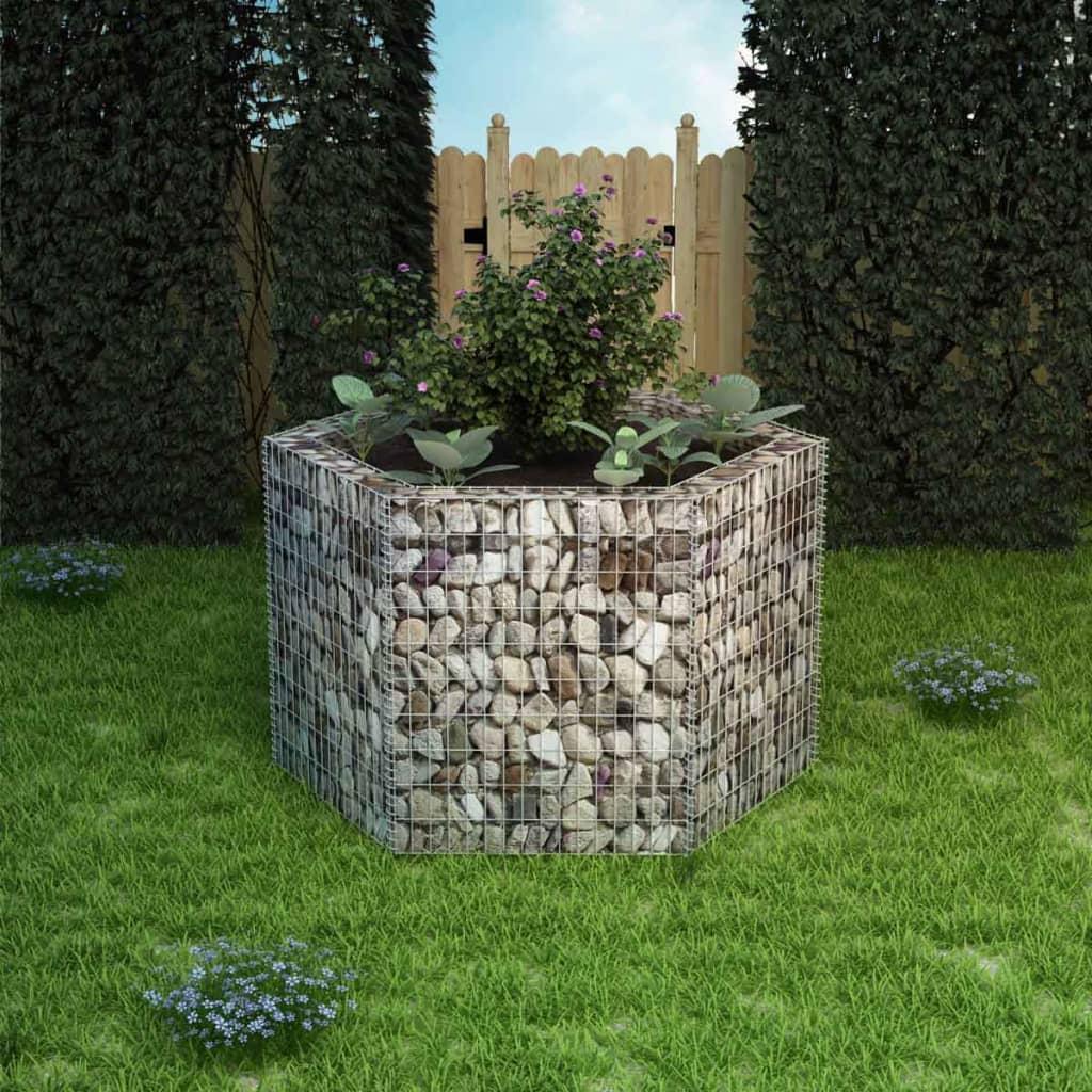 Sekskantet gabion-højbed 160x134x100 cm billede