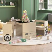 Bord- og stolesæt til børn 3 dele offroad bildesign MDF