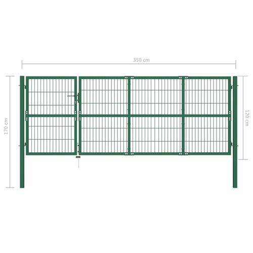 Havelåge med stolper 350 x 120 cm stål grøn