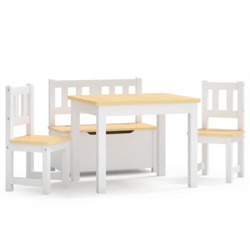 Bord- og stolesæt til børn 4 dele MDF hvid og beige