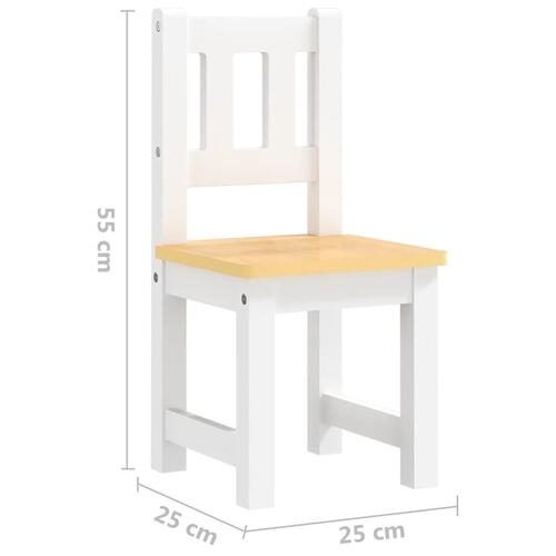Bord- og stolesæt til børn 4 dele MDF hvid og beige