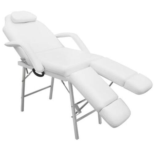 Mobil ansigtsbehandlingsstol kunstlæder 185 x 78 x 76 cm hvid