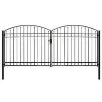 Hegnslåge med dobbeltdør og buet top stål 400 x 200 cm sort