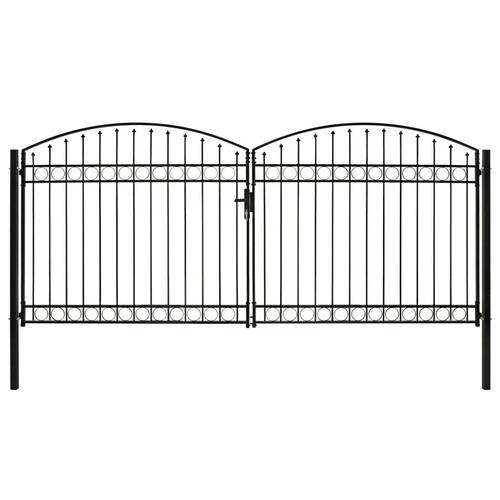 Hegnslåge med dobbeltdør og buet top stål 400 x 200 cm sort