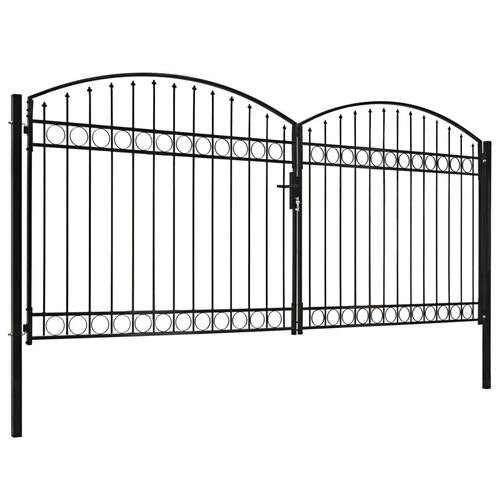 Hegnslåge med dobbeltdør og buet top stål 400 x 200 cm sort
