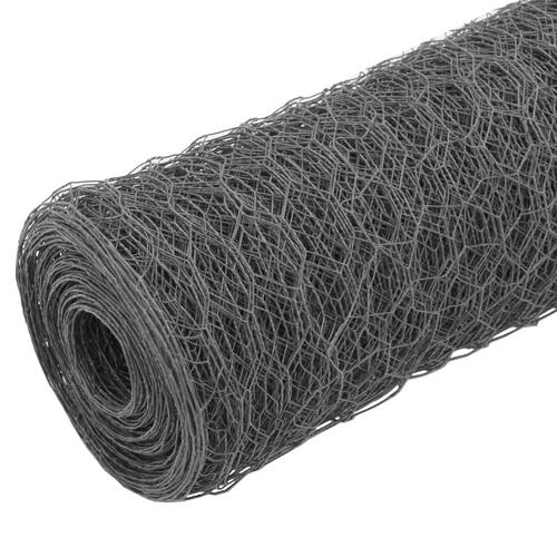 Hønsenet stål med PVC-belægning 25 x 1 m grå