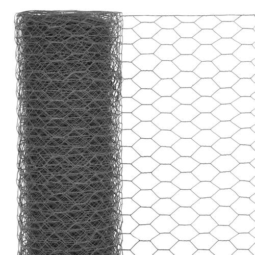 Hønsenet stål med PVC-belægning 25 x 1 m grå