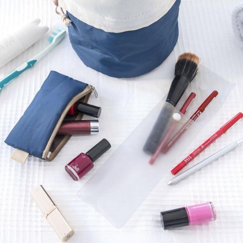 Rejsetaske til makeup - blå/hvid, vandafvisende