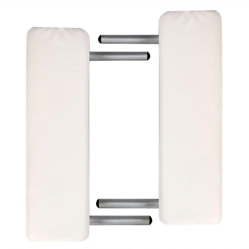 Cremefarvet sammenfoldeligt massagebord med aluminiumsstel,3 zoner