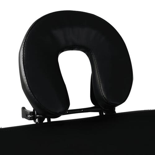 Sort sammenfoldeligt massagebord, 3 zoner med aluminiumsramme