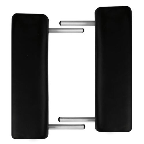 Sort sammenfoldeligt massagebord, 3 zoner med aluminiumsramme