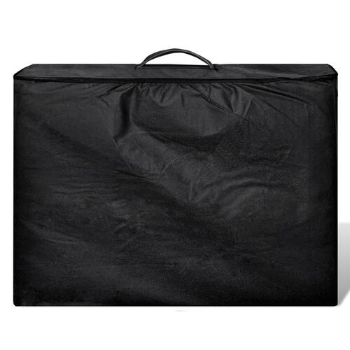 Sort sammenfoldeligt massagebord, 3 zoner med aluminiumsramme