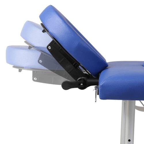 Blå foldbar massage tabel 4 zoner med aluminiumsramme