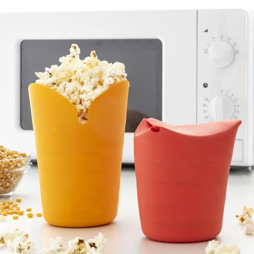Popbox - Sammenfoldelige silikone popcorn poppers (pakke med 2)