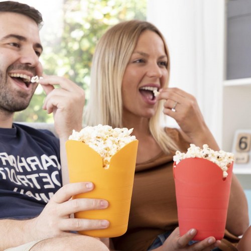 Popbox - Sammenfoldelige silikone popcorn poppers (pakke med 2)
