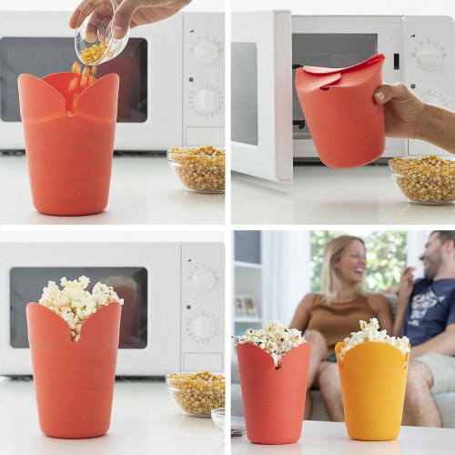 Popbox - Sammenfoldelige silikone popcorn poppers (pakke med 2)