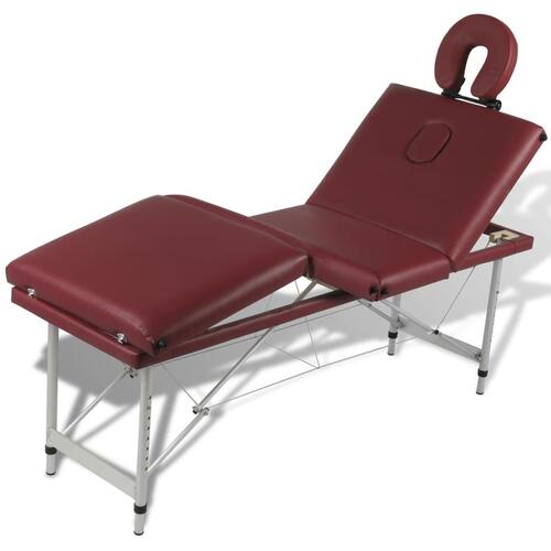Sammenfoldeligt massagebord med aluminiumsstel 4 zoner rød