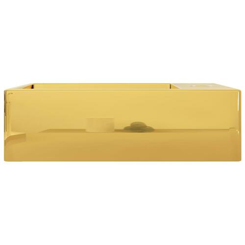 Håndvask med overløb 49 x 25 x 15 cm keramik guldfarvet