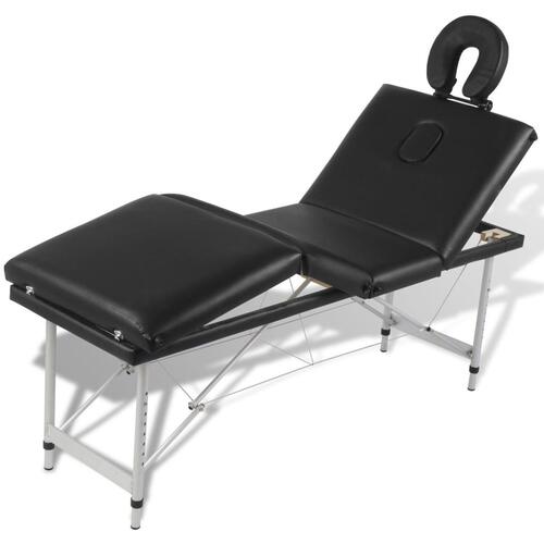 Massagebord foldbart 4 zoner aluminiumsstel sort