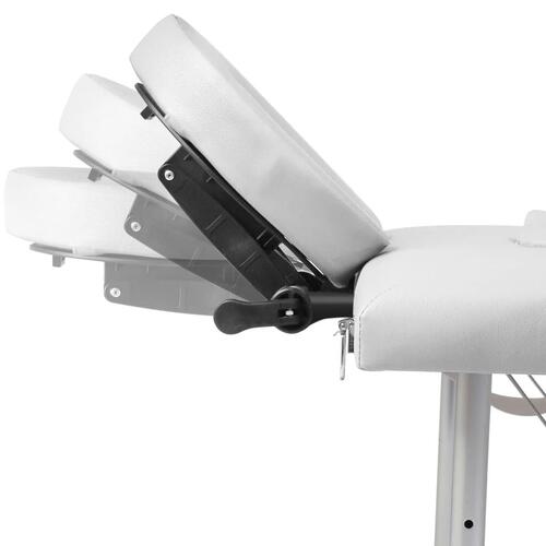 Cremefarvet sammenfoldeligt massagebord med aluminiumsstel,4 zoner