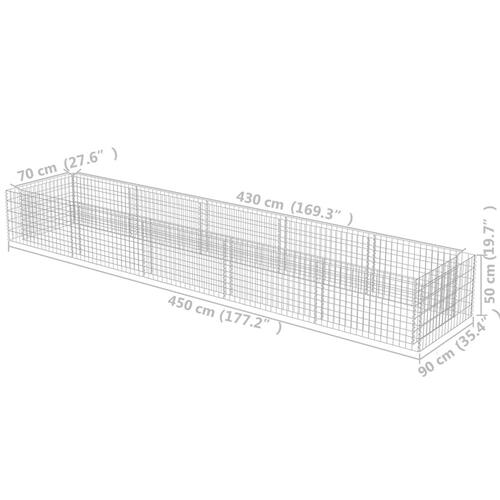 Gabion-højbed 450x90x50 cm galvaniseret stål