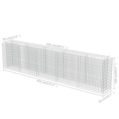 Gabion-højbed 450x50x100 cm galvaniseret stål