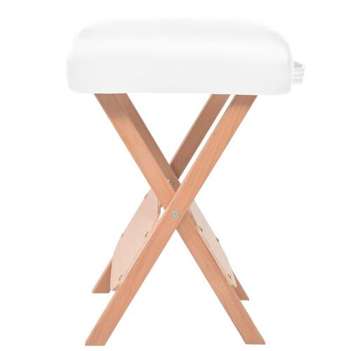 Foldbar massageskammel 12 cm tykt sæde hvid