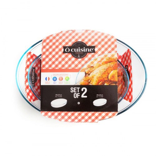 Ô Cuisine sæt med ovnfaste fade i glas - 2 stk., gennemsigtige