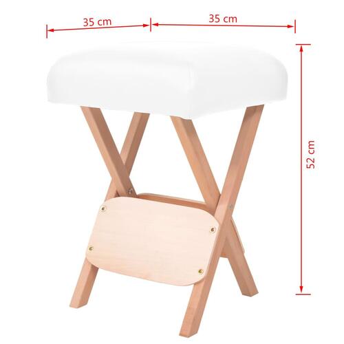 Foldbar massageskammel 12 cm tykt sæde hvid