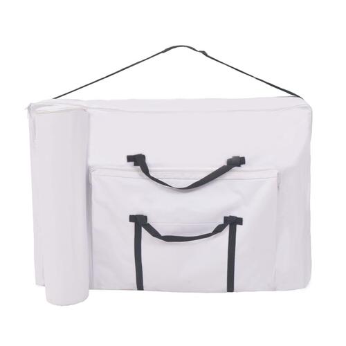 Sammenfoldeligt massagebord 2 zoner 10 cm tyk hynde hvid